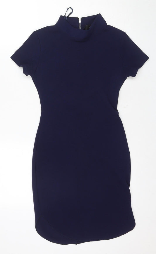 AX Paris Women Blue Size 6 Sheath with Zip Accent