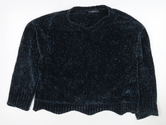 Womens UK Size 14 Zara Knit Blue Pullover Jumper