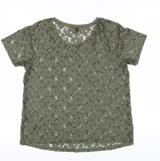Womens UK Size S H&M Green Lace T-Shirt