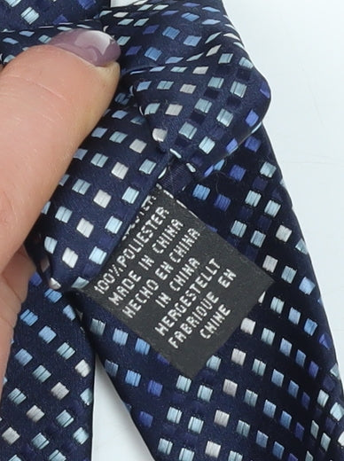 TieRack Men's Blue Geometric Slim Tie