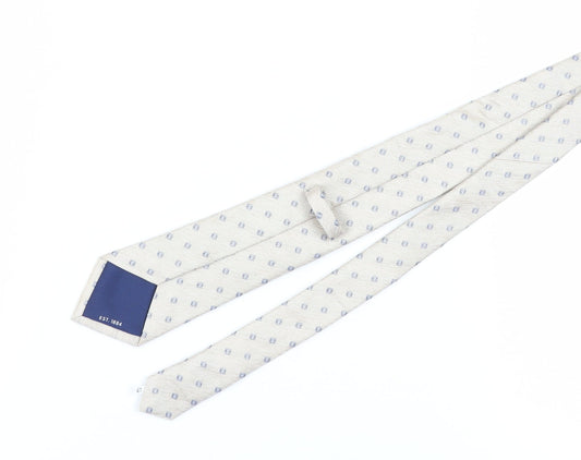 Marks and Spencer Beige Geometric Silk Wool Slim Tie