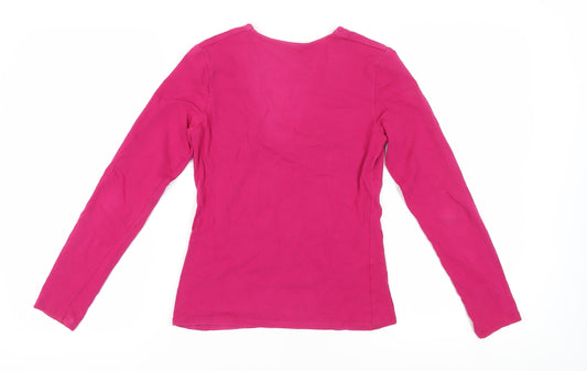 Laura Ashley Pink Women's Blouse, Size 10, V-Neck Long Sleeve
