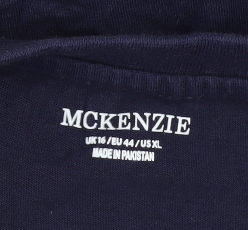 Unisex Adults UK Size 16 McKenzie Blue Basic T-Shirt