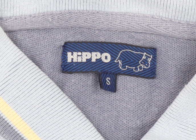 Hippo Men's Blue Striped Polo Shirt, Size S
