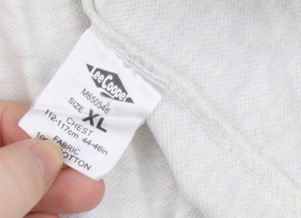 Lee Cooper Men's White Polo Shirt XL Solid Cotton