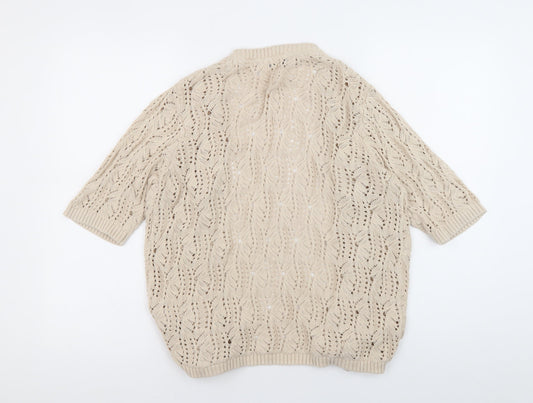 Womens UK Size M ISLE Beige Cardigan Jumper
