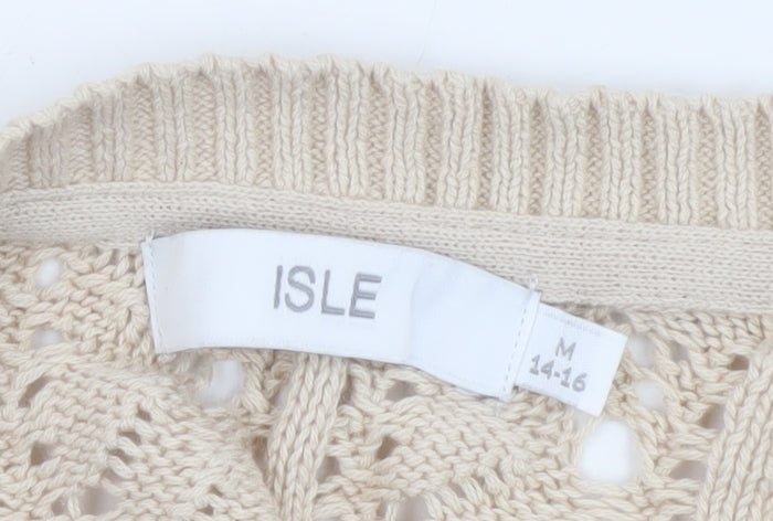 Womens UK Size M ISLE Beige Cardigan Jumper