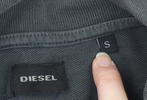 Diesel Men's Grey Polo Short Sleeve Logo S