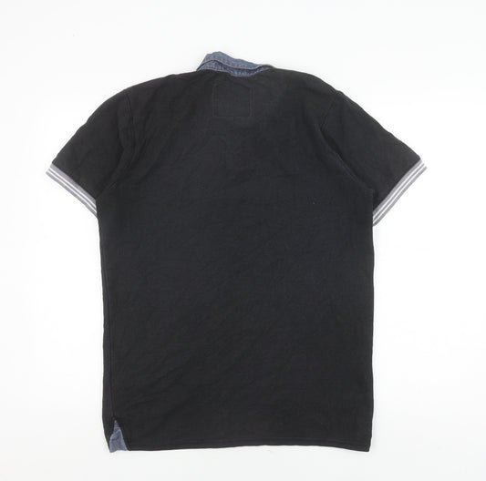 G33 Men's Black Polo L Short Sleeve Button Top