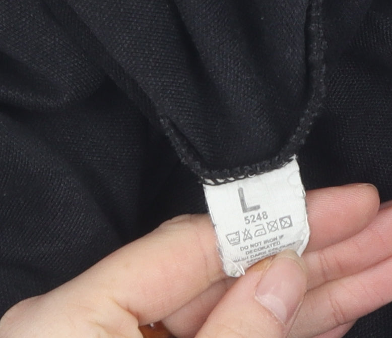 G33 Men's Black Polo L Short Sleeve Button Top