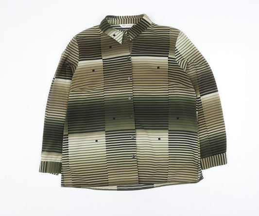 Bonmarché Women's Green Striped Button-Up Shirt