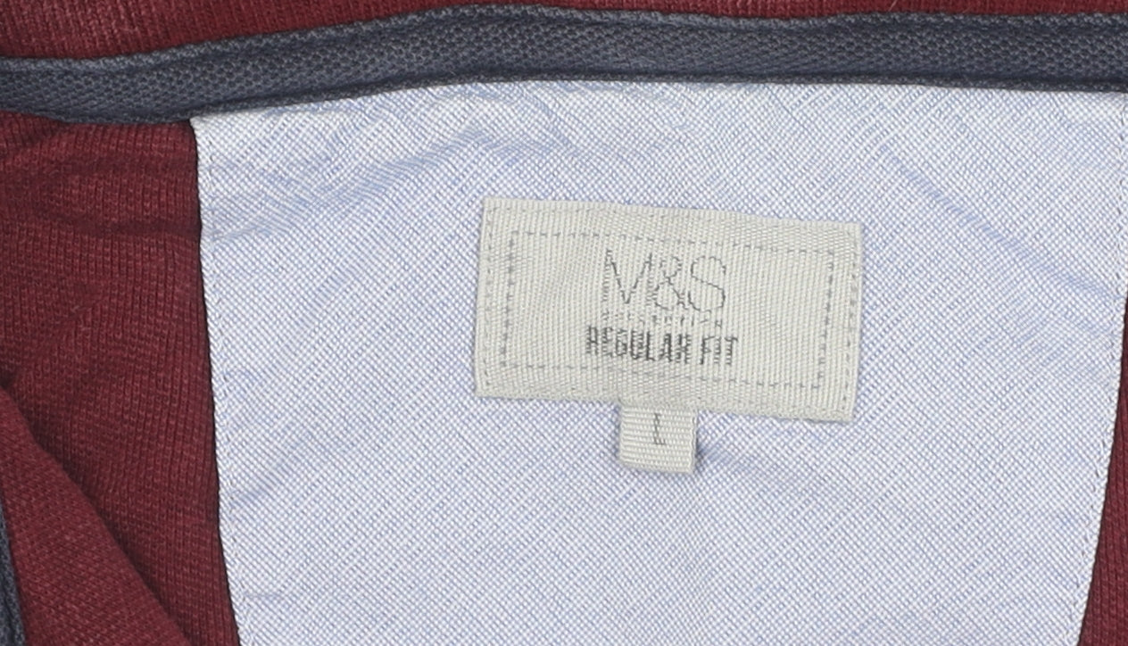 Marks and Spencer Men's Red Polo Shirt L
