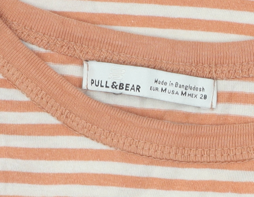 Unisex Adults UK Size M Pull & Bear Orange Cropped T-Shirt
