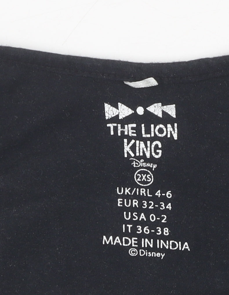 Womens UK Size 2XS Disney Black Cropped Tank