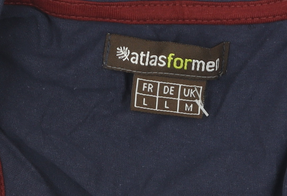 Atlas For Men Blue Polo Shirt Men L Casual Cotton