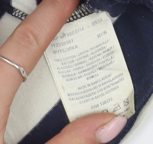 Wrangler Men's Blue Striped T-Shirt L Crew Neck