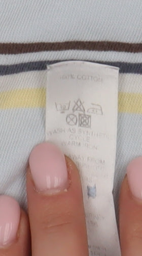 Maine New England Men's Blue Striped XL Polo Shirt