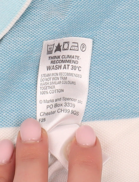 Marks and Spencer XL Men's Blue Striped Polo Shirt