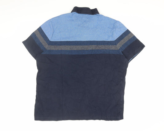 Marks and Spencer 2XL Blue Striped Polo For Men
