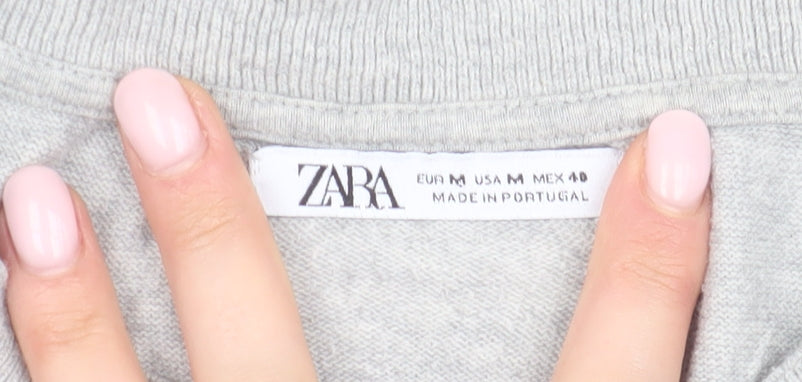 Womens UK Size 12 Zara Grey Basic T-Shirt