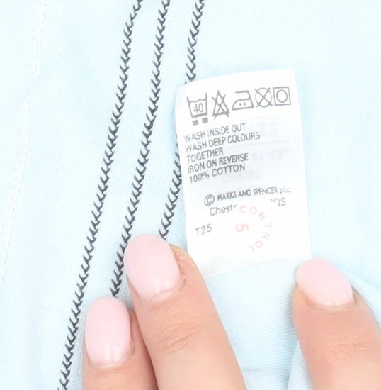 Marks and Spencer Men's Blue Cotton T-Shirt L