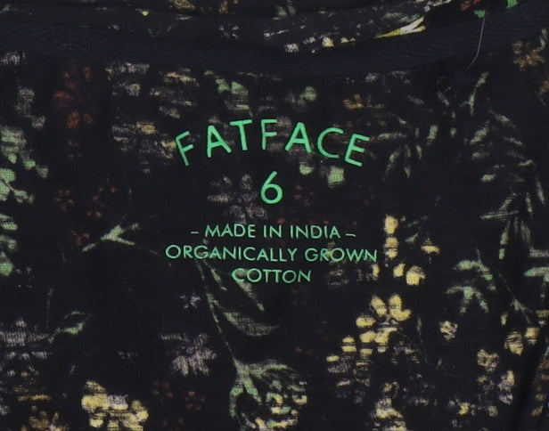 FatFace Women's Black Floral T-Shirt Size 6