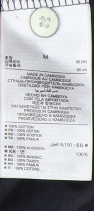 Gap Men's Black Striped Polo, Size M, Cotton Long Sleeve