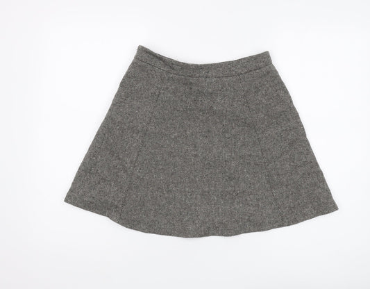 French Connection Women's Grey A-Line Herringbone Skirt