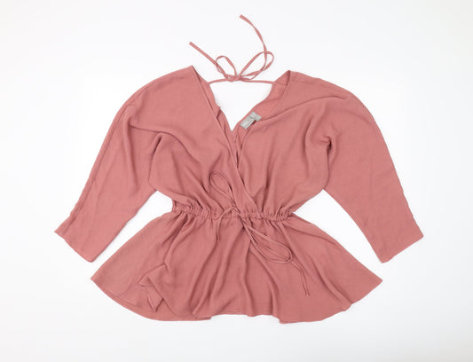 Womens UK Size 8 ASOS Pink Wrap Blouse