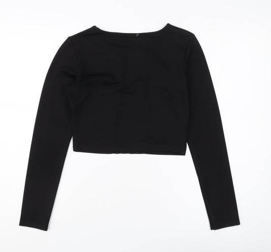 PrettyLittleThing Women's Black Cropped Top Size 10