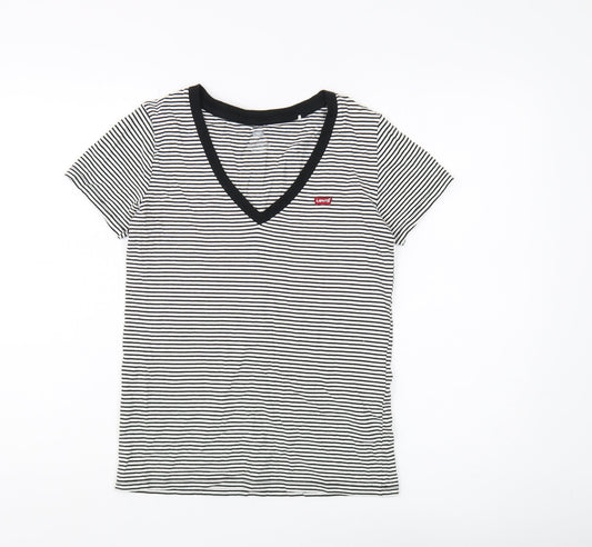 Womens UK Size XS Levi's Black Ringer T-Shirt