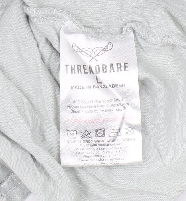 Threadbare Men's Grey Striped T-Shirt, Large