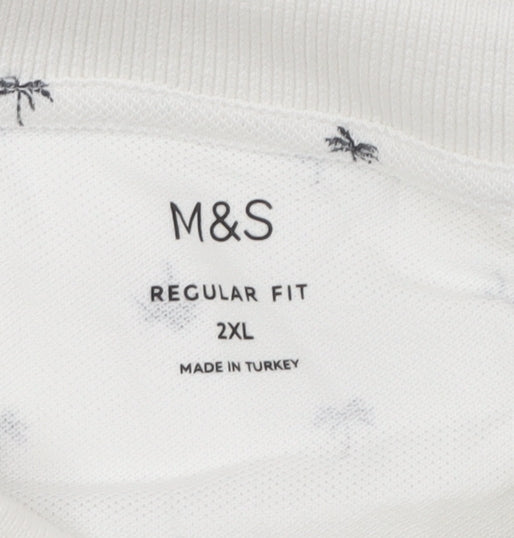 Marks and Spencer Men's White Polo 2XL Regular Fit