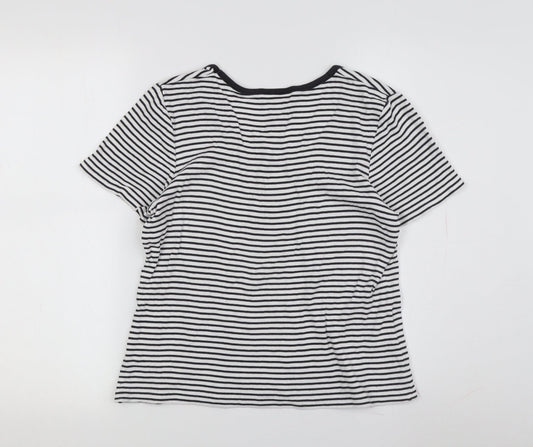 Laura Ashley Women's Black Striped Jersey T-Shirt M