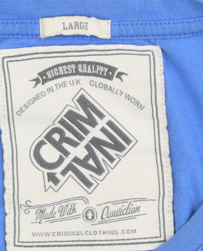 Mens UK Size L Criminal Blue T-Shirt