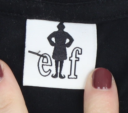 Mens UK Size 2XL ELF Black T-Shirt
