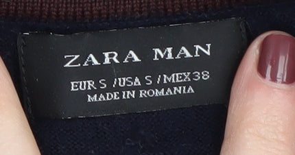 Zara Men's Black S Collared Henley Jumper