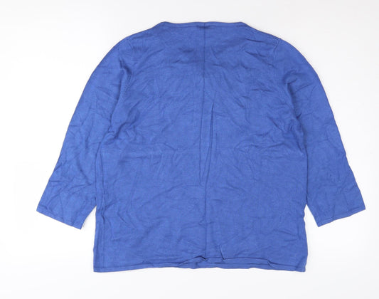 Eastex Women's Blue 3/4 Sleeve V-Neck Jumper Size 14