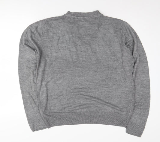 Next Men's Grey V-Neck Pullover Jumper L