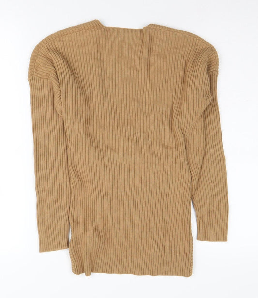 Womens UK Size 6 Topshop Beige Wrap Jumper