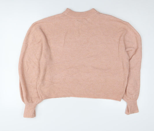 Additional front view of ASOS Design Women’s Pink Mock Neck jumper, size UK 10