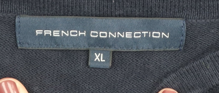 French Connection Men's Black XL Vest Casual Cotton