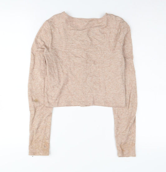 Womens UK Size M Zara Beige Cardigan Jumper
