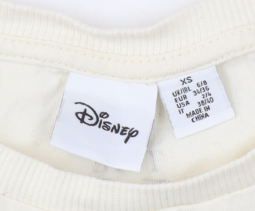 Unisex Adults UK Size XS Disney Beige Basic T-Shirt