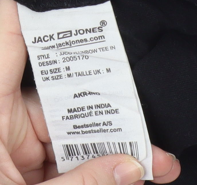 Mens UK Size M JACK & JONES Black T-Shirt