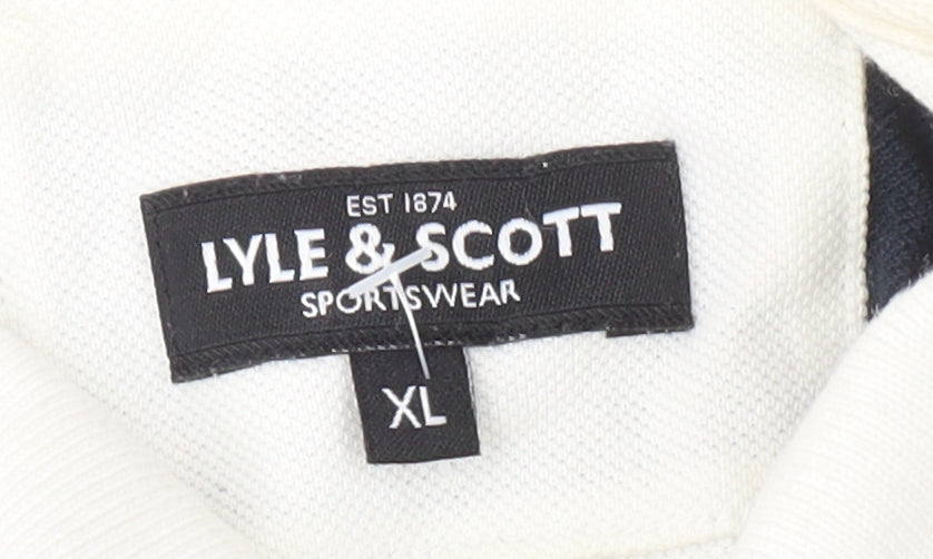 Lyle & Scott Men's Black Striped Polo Shirt XL