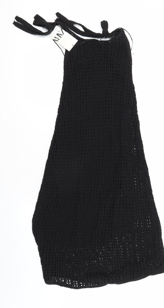 Zara Women Black Crochet Sleeveless Dress XS