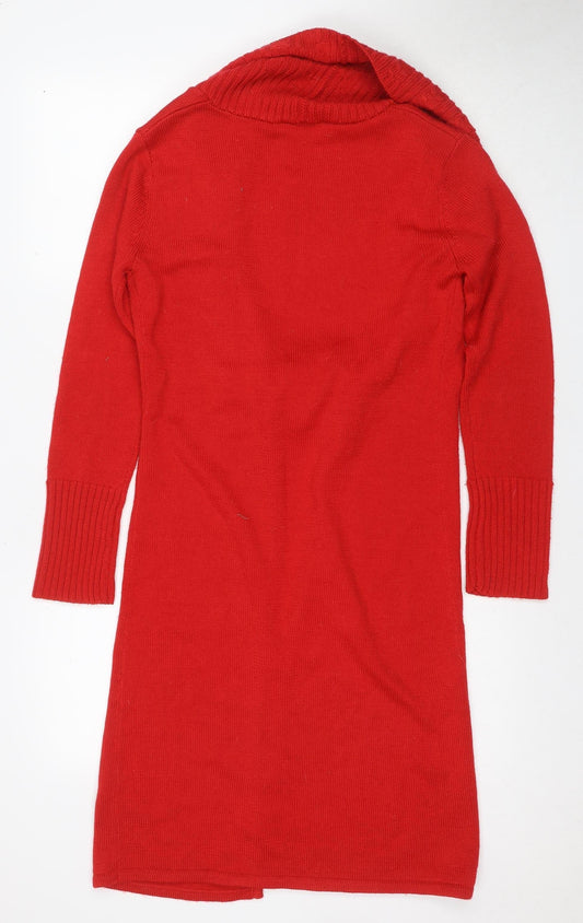 Kaleidoscope Women's Red Cowl Neck Cardigan Size 10