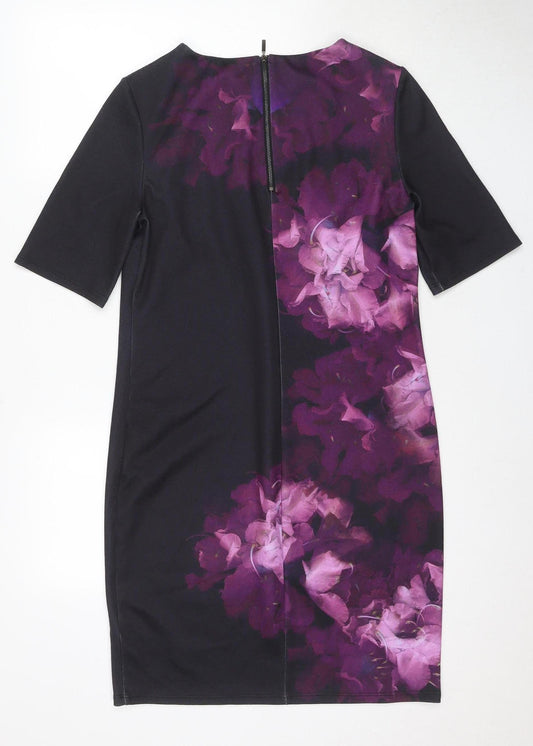 Phase Eight Women's Black Floral Sheath Dress Size 12