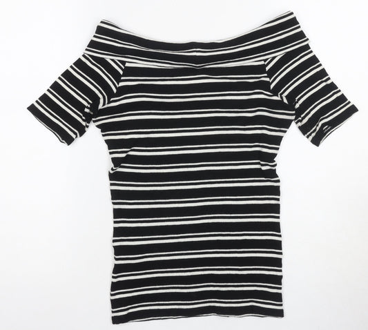 Womens UK Size M Oasis Black Off the Shoulder T-Shirt